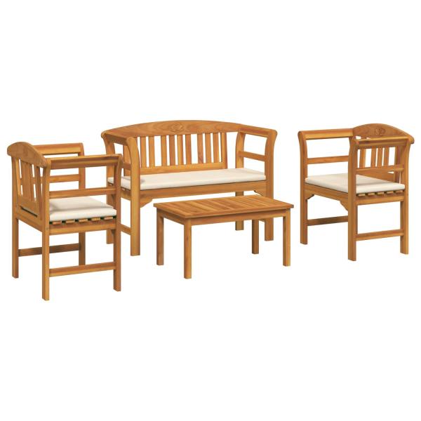 Möbelset mit Kissen 3 pcs Natur Massivholz Akazie