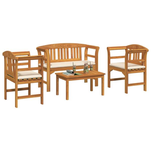 Möbelset mit Kissen 3 pcs Natur Massivholz Akazie
