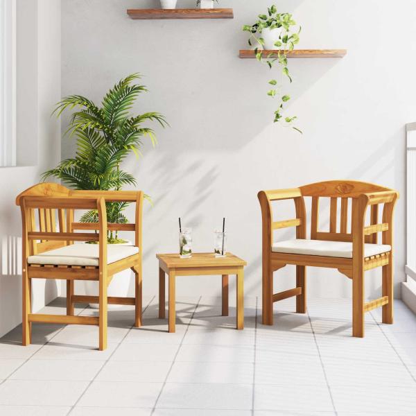 ARDEBO.de - Möbelset mit Kissen 2 pcs Natur Massivholz Akazie