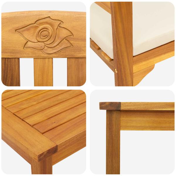 Möbelset mit Kissen 2 pcs Natur Massivholz Akazie