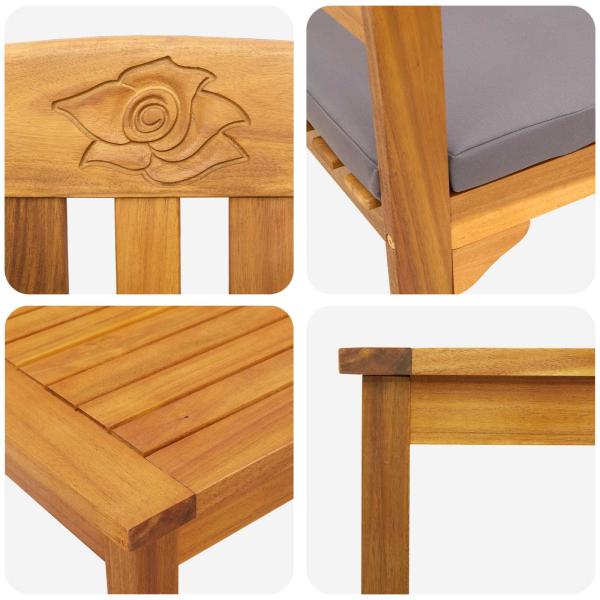 Möbelset mit Kissen 2 pcs Natur Massivholz Akazie