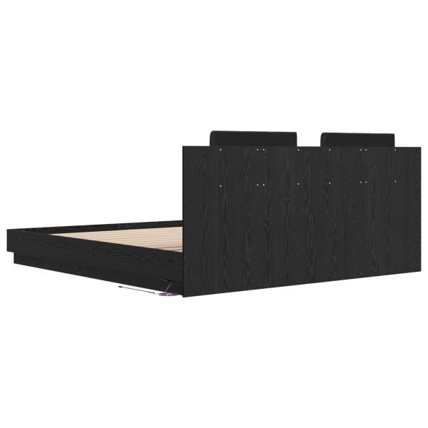 Bettgestell mit Kopfteil Schwarz Eichen-Optik 180 x 200 cm