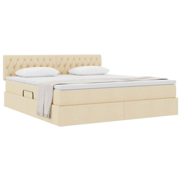 Aufbewahrungsbett mit Matratze Creme 160 x 200 cm Holzwerkstoff