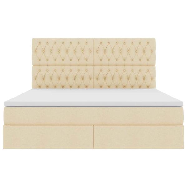 Aufbewahrungsbett mit Matratze Creme 160 x 200 cm Polyester