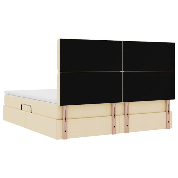 Bett mit Stauraum und LED Creme 160 x 200 cm Polyester