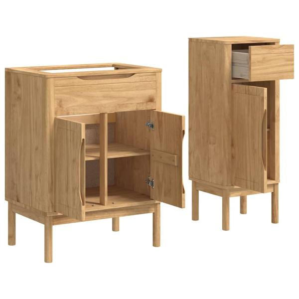 Badezimmermöbel-Set 2 pcs Wachsbraun Massives Kiefernholz