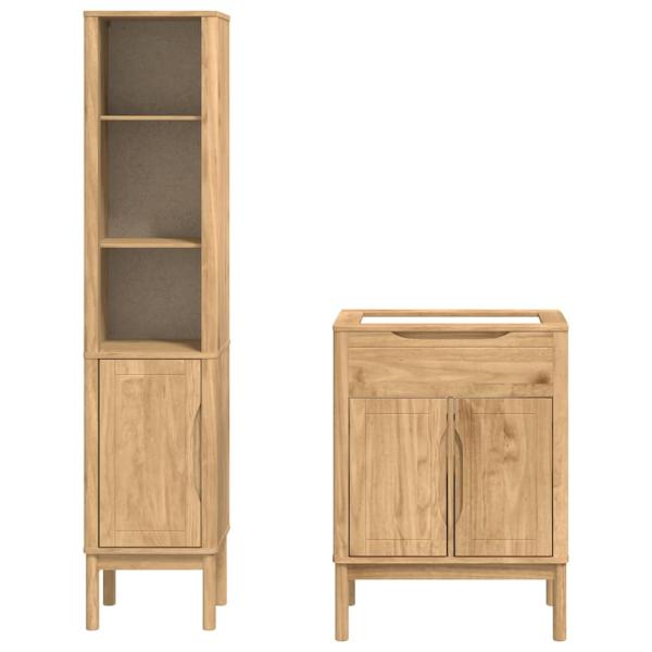 Badezimmermöbel-Set 2 pcs Wachsbraun Massives Kiefernholz