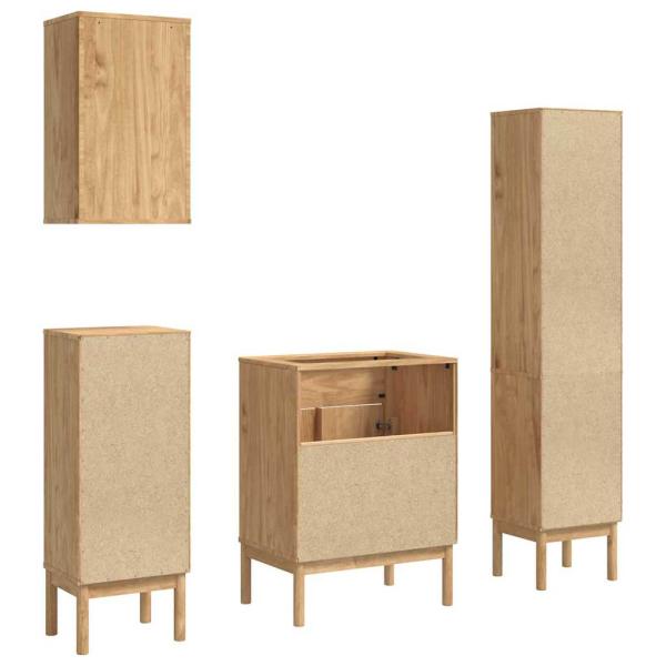 Badezimmermöbel-Set 4 pcs Wachsbraun Massives Kiefernholz