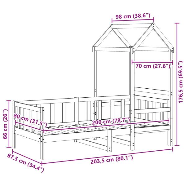 Tagesbett Set Wachsbraun Massives Kiefernholz