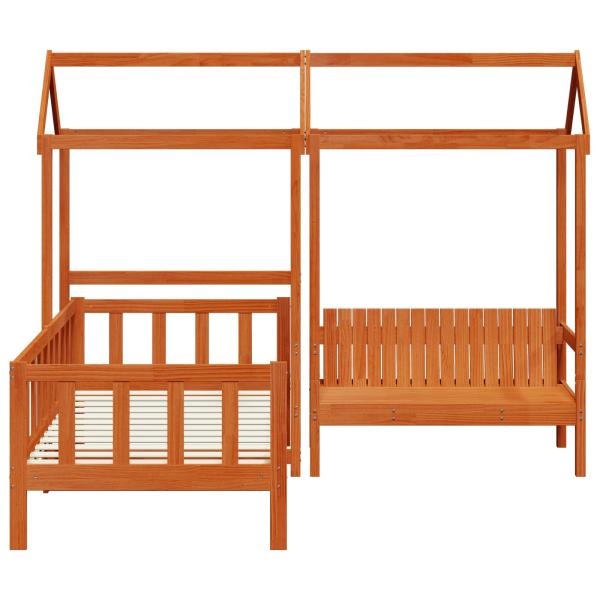 Tagesbett Set Wachsbraun Massives Kiefernholz