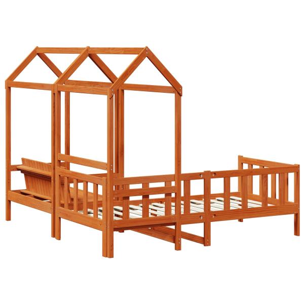 Tagesbett Set Wachsbraun Massives Kiefernholz