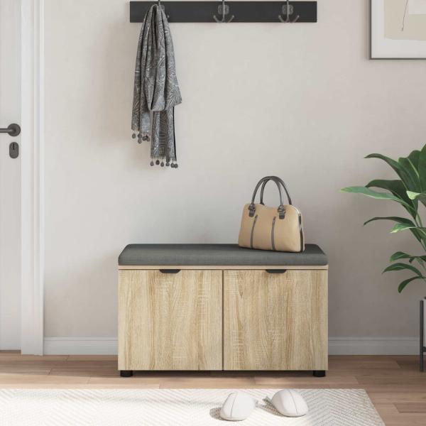 Flurbank mit Kissen mit Speicher Sonoma-Eiche 80 x 38 x 46 cm