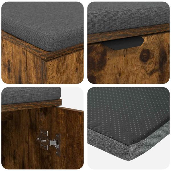 Flurbank mit Kissen mit Tür Geräucherte Eiche 80 x 38 x 46 cm