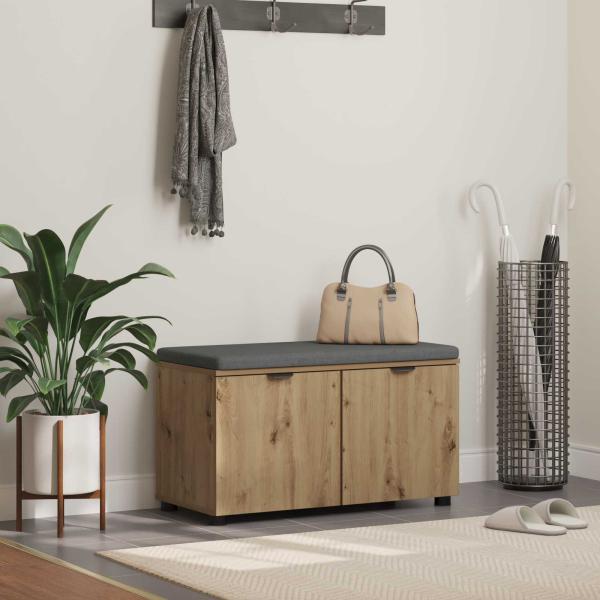 ARDEBO.de - Flurbank mit Kissen mit Speicher Artisan-Eiche 80 x 38 x 46 cm