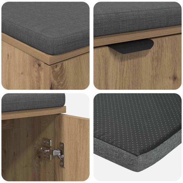 Flurbank mit Kissen mit Speicher Artisan-Eiche 80 x 38 x 46 cm