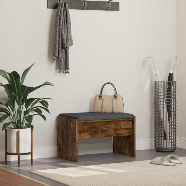 ARDEBO.de - Flurbank mit Kissen Geräucherte Eiche 60 x 38 x 46 cm
