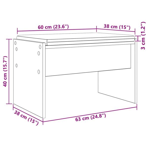 Flurbank mit Kissen Graues Sonoma 60 x 38 x 46 cm