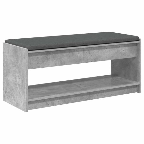 ARDEBO.de - Flurbank mit Kissen mit Regal Beton Grau 100 x 38 x 46 cm