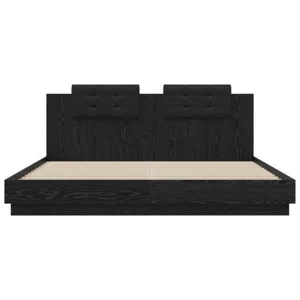 Bettgestell mit Kopfteil Schwarz Eichen-Optik 200 x 200 cm