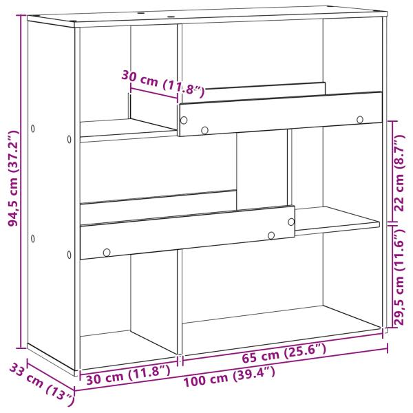 ARDEBO.de - Bücherregal Schwarz Eichen-Optik 100 x 33 x 94,5 cm