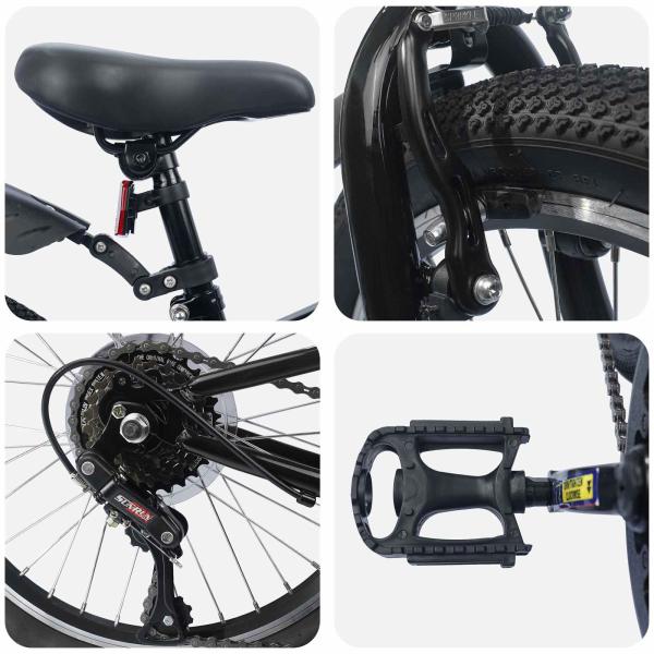 Kinderfahrrad 24 Zoll 6-Speed für 8-12 Jahre alt Schwarz