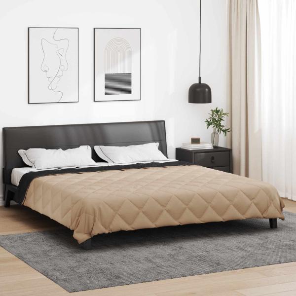Sommerdecke Schwarz und Taupe 240 x 260 cm Mikrofaser