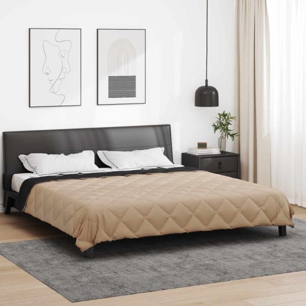 Ganzjahresbettdecke Schwarz und Taupe 240 x 260 cm Mikrofaser