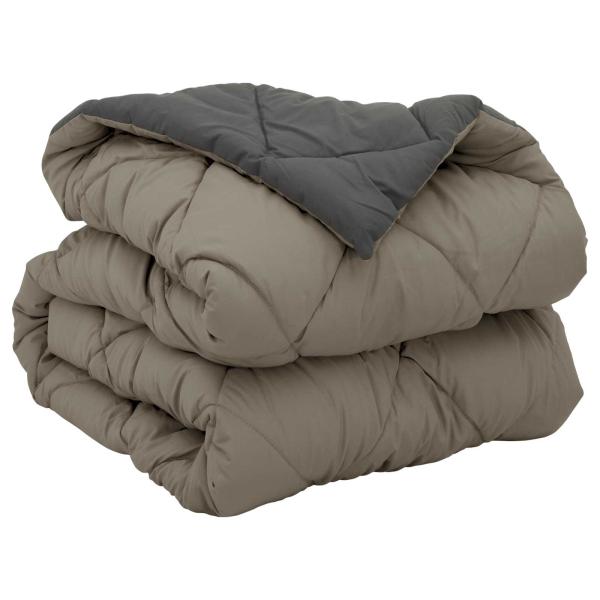 Ganzjahresbettdecke Hellgrau und Anthrazit 220 x 140 cm