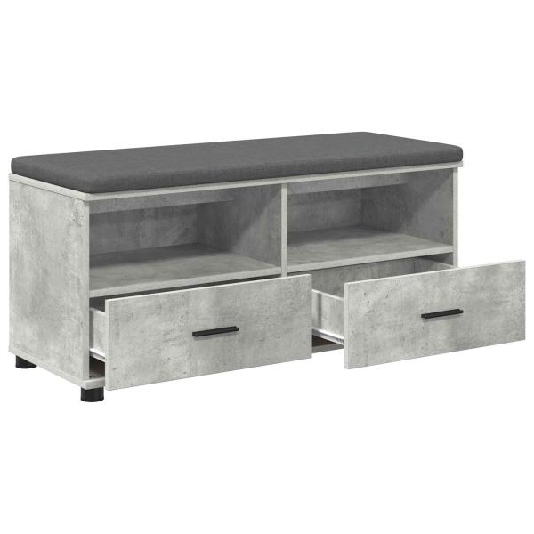 Flurbank mit Kissen mit Schubladen Beton Grau 100 x 38 x 46 cm