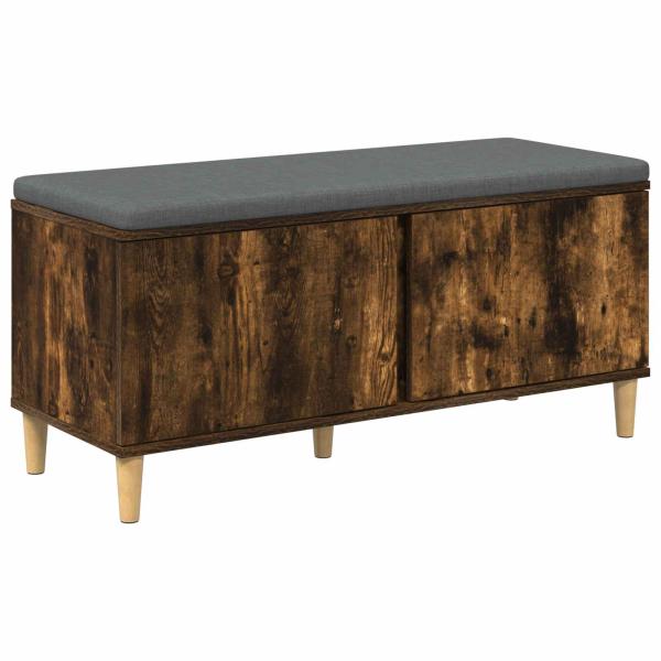 Flurbank mit Kissen mit Tür Geräucherte Eiche 60 x 38 x 46 cm