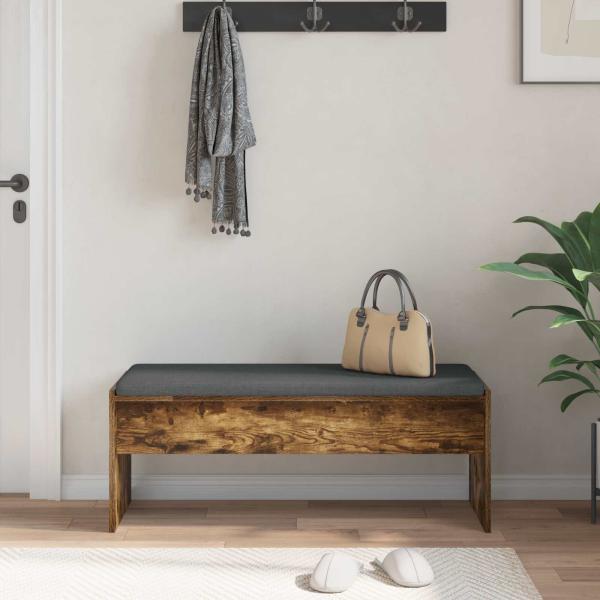 Flurbank mit Kissen Ger?ucherte Eiche 103 x 38 x 40 cm