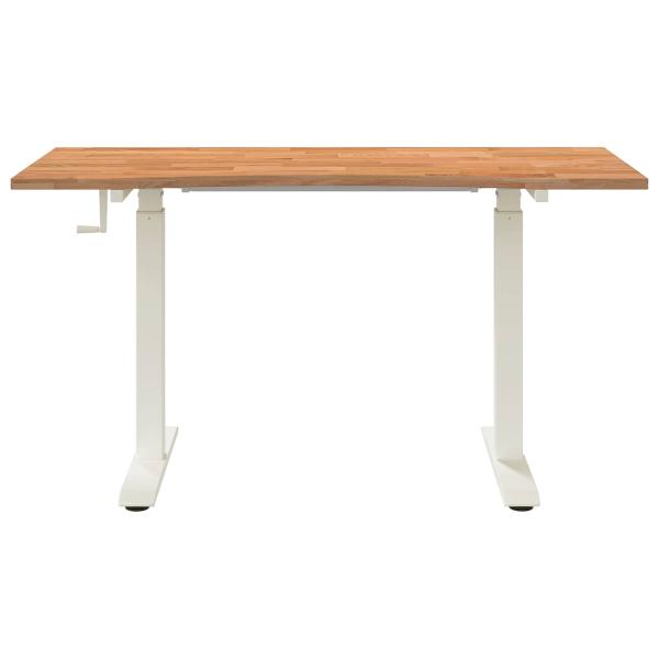 Schreibtisch Weiß und Hellbraun 140 x 60 cm Massivholz Eiche