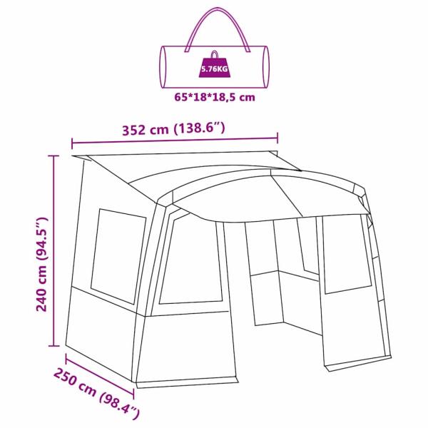 Heckzelte für Wohnwagen Rechtwinklig Grün 352 x 250 x 245 cm