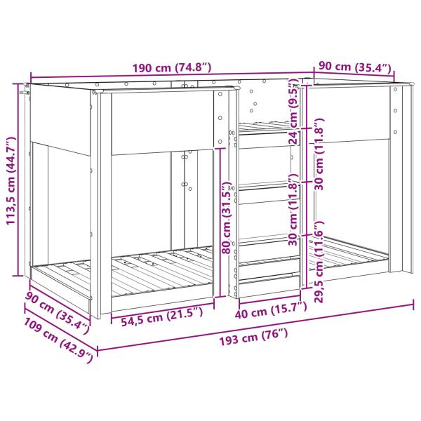 Etagenbett für Kinder Artisan-Eiche 90 x 190 cm Holzwerkstoff