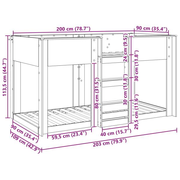 Etagenbett für Kinder Graues Sonoma 90 x 200 cm Holzwerkstoff