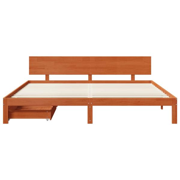 Bettrahmen Wachsbraun 180 x 200 cm Massivholz Kiefer