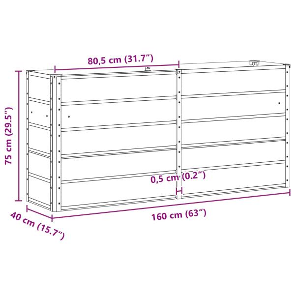 Pflanzkübel Elfenbein 160 x 40 x 75 cm Stahl