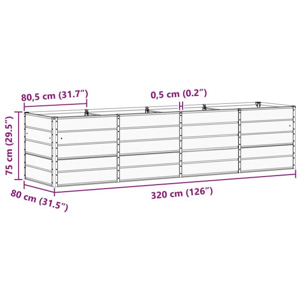 Pflanzkübel Hellgrau 240 x 80 x 75 cm Stahl