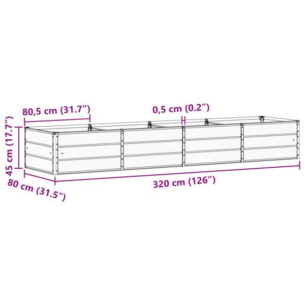 Pflanzkübel Anthrazit 320 x 80 x 45 cm Stahl
