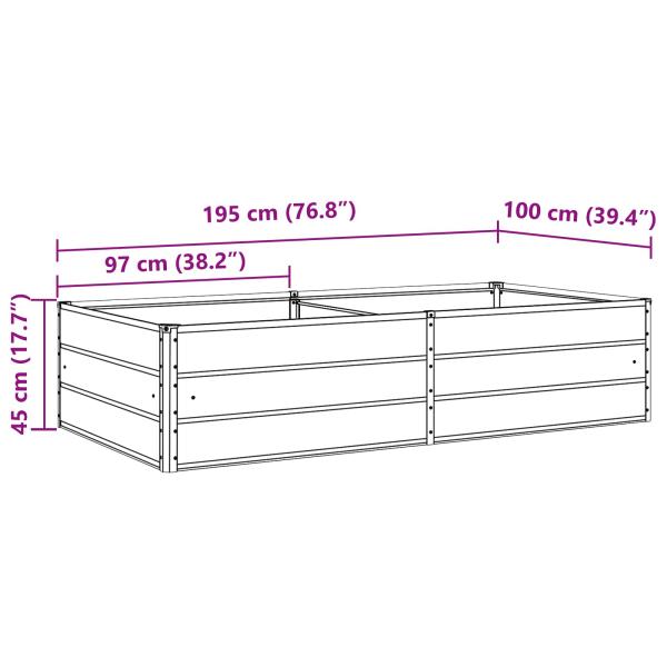 Pflanzkübel Anthrazit 195 x 100 x 45 cm Verzinkter Stahl