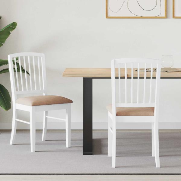 ARDEBO.de - Esszimmerstühle 2 pcs Weiß 50 x 52,5 x 91 cm Massives Gummiholz