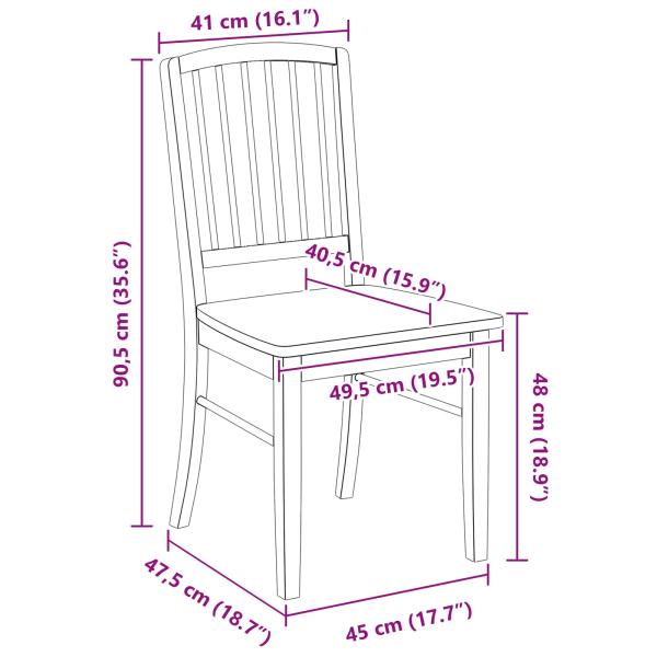 Esszimmerstühle 2 pcs Weiß 50 x 52,5 x 91 cm Massives Gummiholz