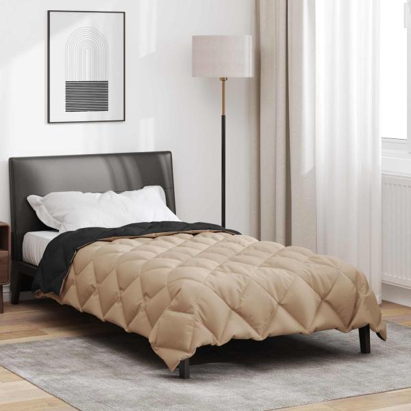 Winterbettdecke Schwarz und Taupe 220 x 155 cm Mikrofaser