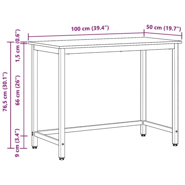 Tisch Schwarz Eichen-Optik 80 x 50 x 76,5 cm