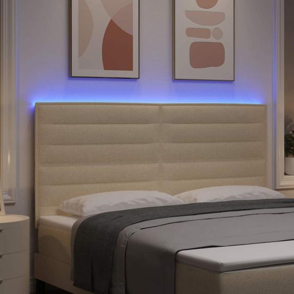 LED Kopfteil mit LED-Lichtleisten Creme 180 cm Polyester