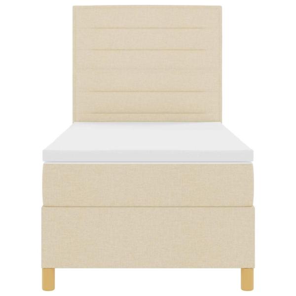 Boxspringbett mit Matratze mit Kopfteil Creme 90 x 190 cm Stoff