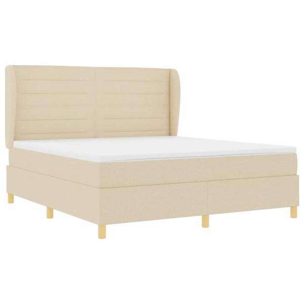 Boxspringbett mit Matratze Dunkelgrau 90x190 cm Creme