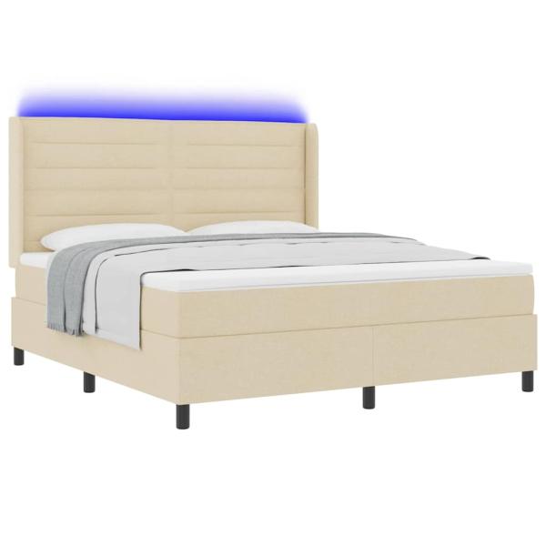 LED Boxspringbett mit Matratze Creme 180 x 200 cm Stoff