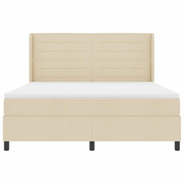 LED Boxspringbett mit Matratze Creme 180 x 200 cm Stoff