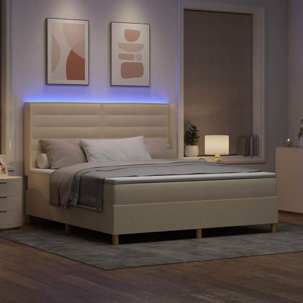 Boxspringbett mit Matratze Creme 140 x 200 cm Stoff